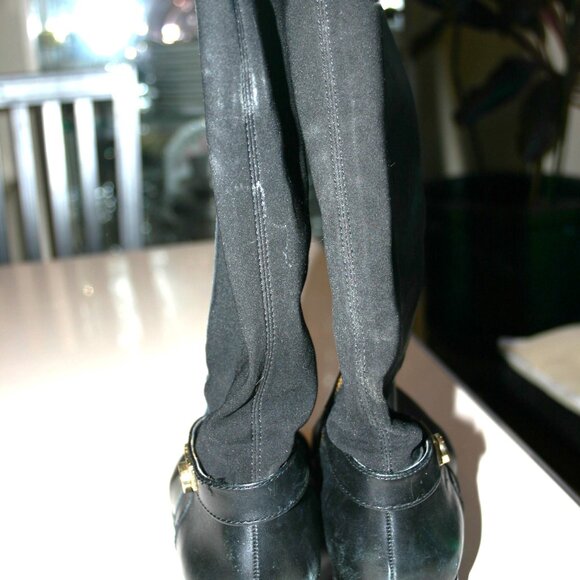 TAHARI TALL BLACK BOOT Black Leather Inside Zipper Size 8 - Picture 7 of 9